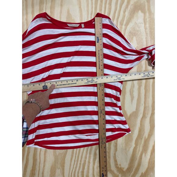 Soft Surroundings Women’s Top Size PM Red & White Stripe Tie Sleeve Soft Knit - Picture 4 of 7